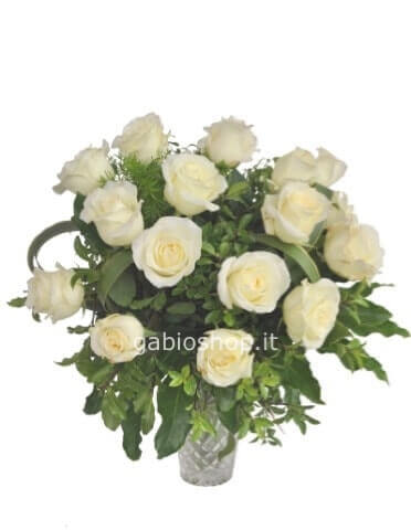 Bouquet di rose bianche altezza minima 50 cm confezionato