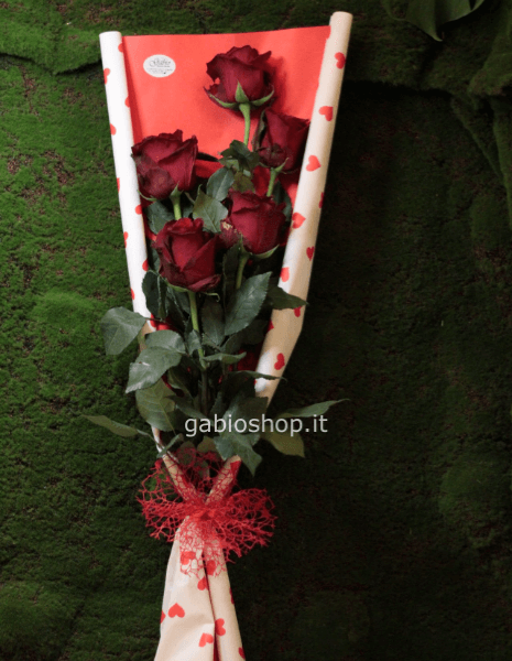 5 rose rosse explorer 70/80cm